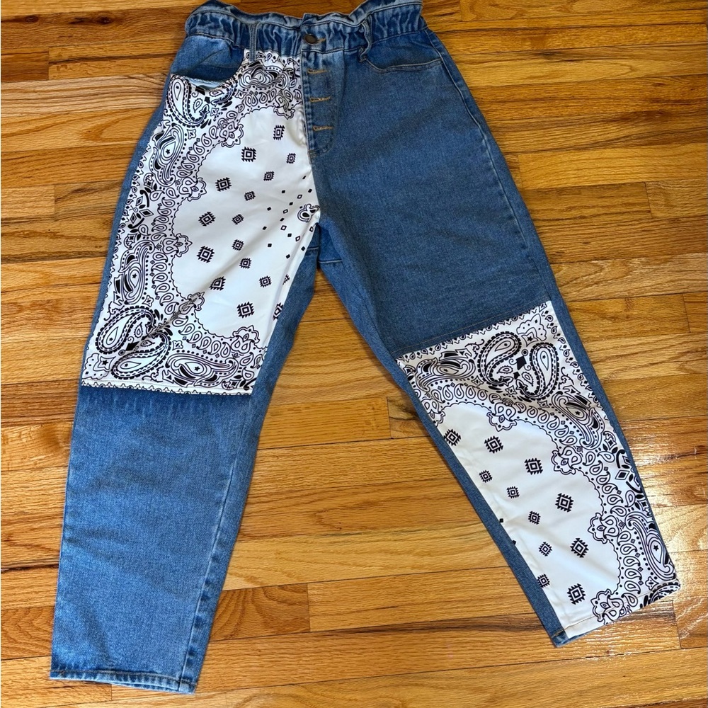 Size large bandana print jeans